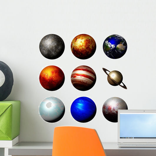 Realistic Solar System Planets Wall Decal Sticker Set