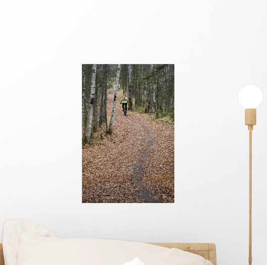 Woman Mountain Biking Wall Mural