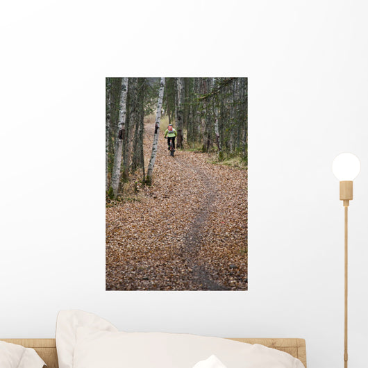 Woman Mountain Biking Wall Mural