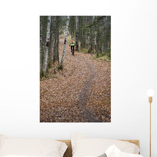 Woman Mountain Biking Wall Mural