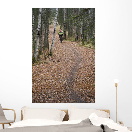 Woman Mountain Biking Wall Mural