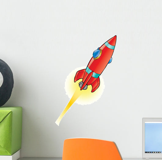 Red Space Rocket Wall Decal