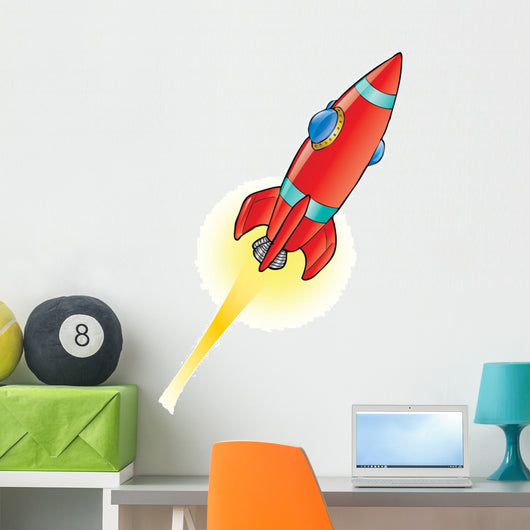 Red Space Rocket Wall Decal