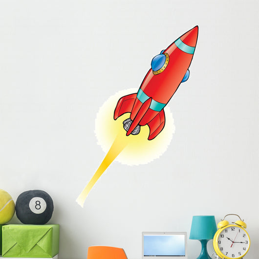Red Space Rocket Wall Decal