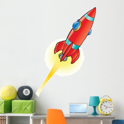 Red Space Rocket Wall Decal