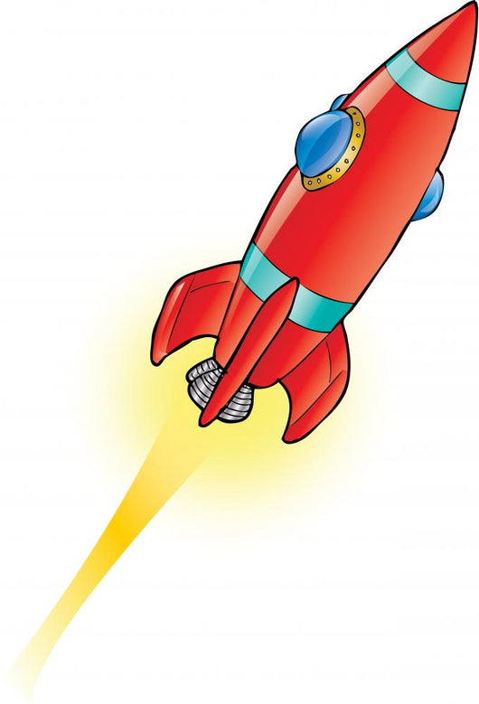 Red Space Rocket Wall Decal
