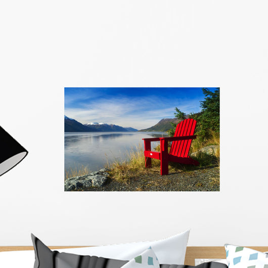 Red Adirondack Chair, Turnagain Arm, Southcentral Alaska Wall Mural