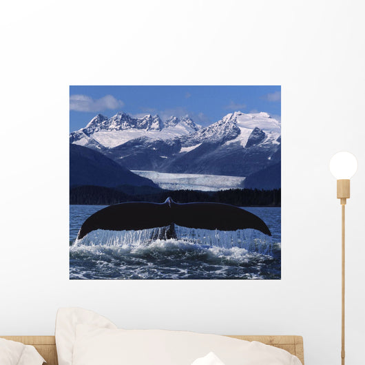 Humpback Whale Tail In Front Of Glacier Composite Wall Mural