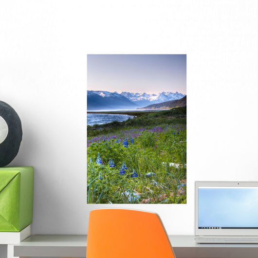 Field Of Wildflowers Near Haines, Southeast Alaska, Summer, Hdr Image Wall Mural