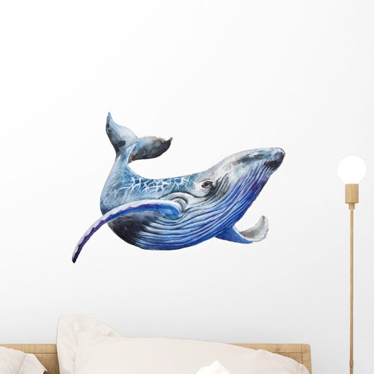 Watercolor Blue Whale Wall Decal