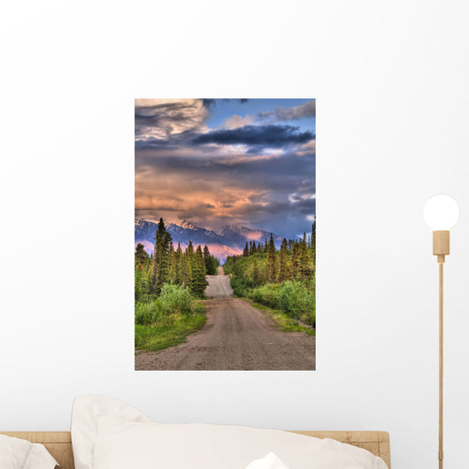 Colorful Clouds At Sunset Over The Wrangell Mountains And Nabesna Road Wall Mural