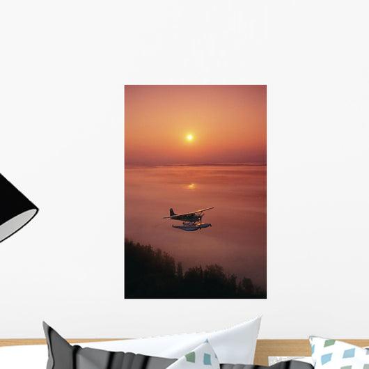 Floatplane Flying @ Sunset Matanuska Valley Sc Ak Summer Wall Mural