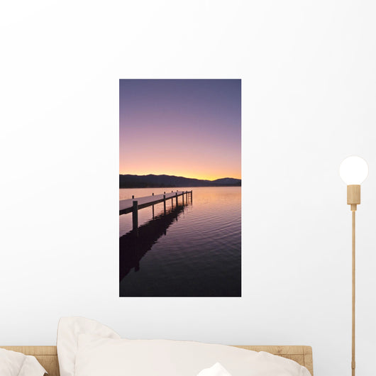 Sunrise Over A Dock In Lake Whatcom During Winter Wall Mural