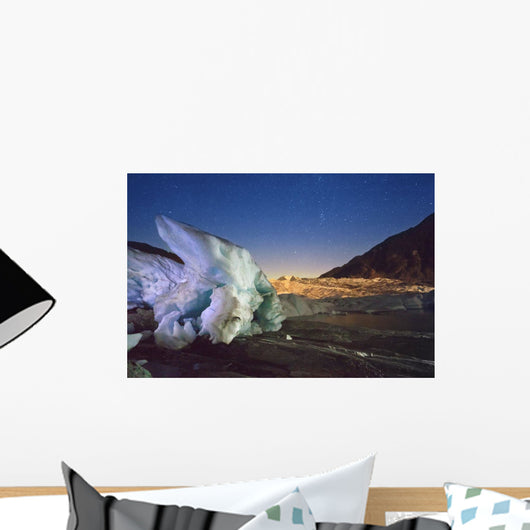 Twilight View Terminus Of The Mendenhall Glacier With A Large Iceberg Wall Mural