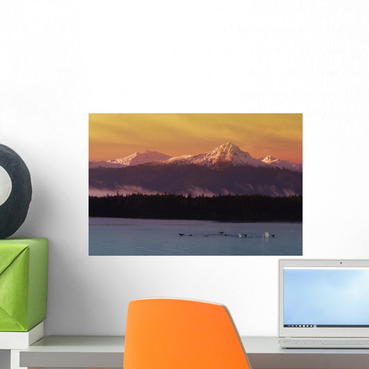 Whale Tails In Southeast Below Chilkat Mtns Digital Composite Wall Mural