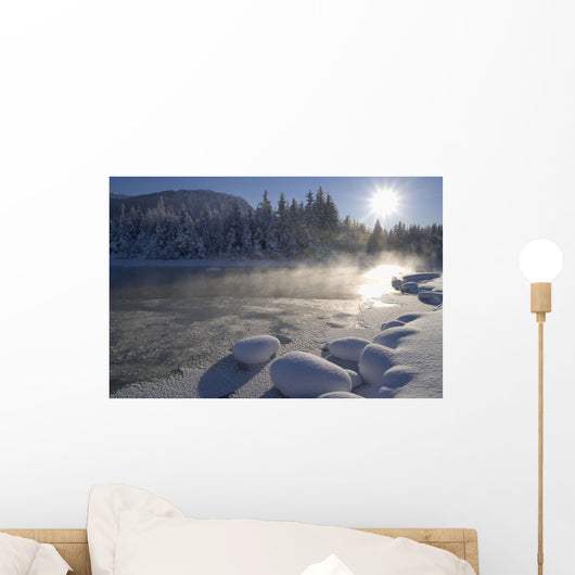 Mendenhall River Flowing Through Snow Wall Mural