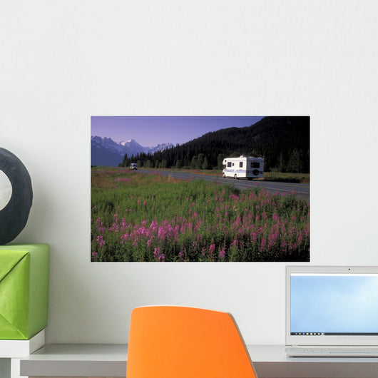 Autombiles On Seward Highway In Kenai Mtns Kp Ak Summer Wall Mural