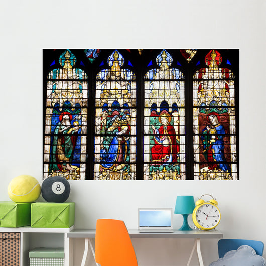 Stained Glasses Detail From Chartres Cathedral France Wall Mural