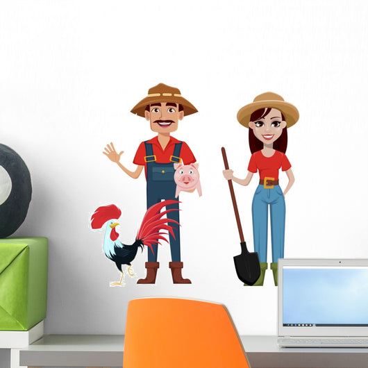 Man and Woman Farmers Wall Decal Sticker Set