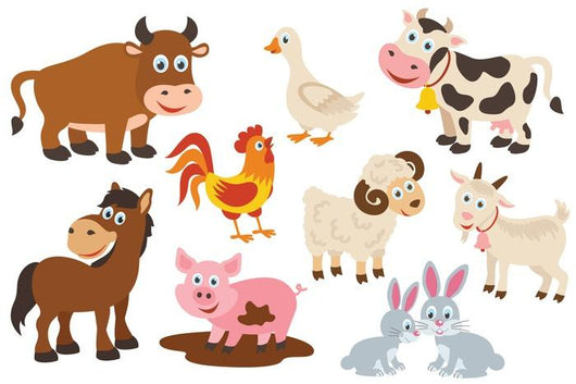 Cartoon Farm Animals Wall Decal Sticker Set