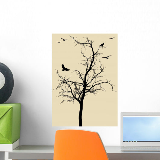 Tree With Birds Vector Wall Mural