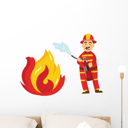 Fireman Fire Protection Uniform Wall Decal Sticker Set