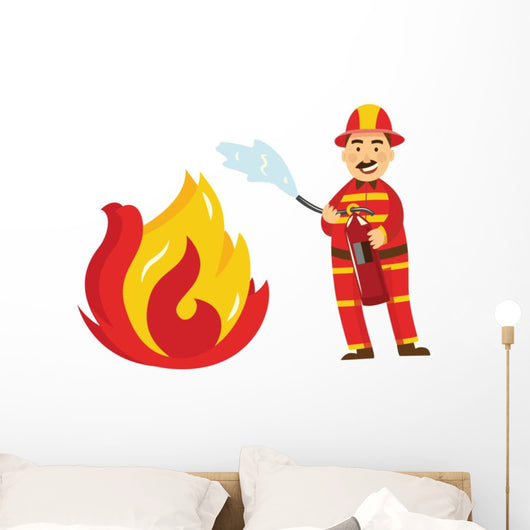 Fireman Fire Protection Uniform Wall Decal Sticker Set