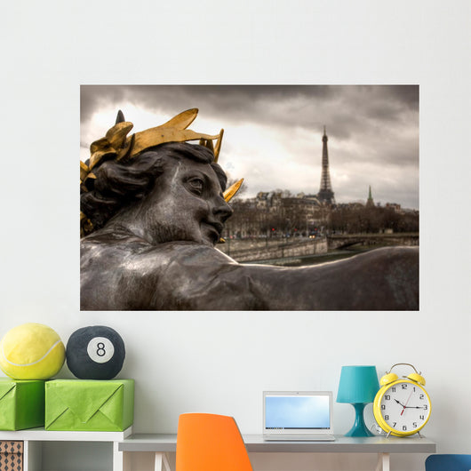 View on Seine River and Eiffel Tower in Paris, France Wall Mural