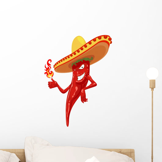 hot chili pepper with fire Wall Decal