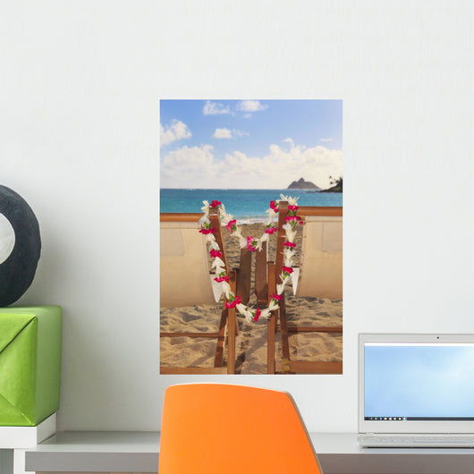 Two lounge chairs on the white sandy beach of Lanikai Wall Mural