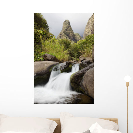 Hawaii, Maui, Iao River Valley waterfall Wall Mural