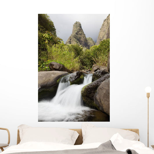 Hawaii, Maui, Iao River Valley waterfall Wall Mural
