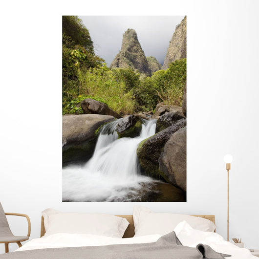 Hawaii, Maui, Iao River Valley waterfall Wall Mural