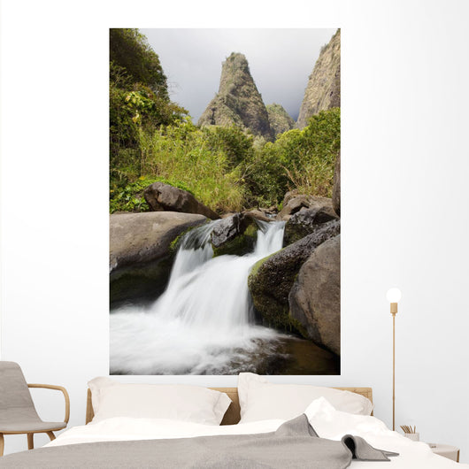 Hawaii, Maui, Iao River Valley waterfall Wall Mural