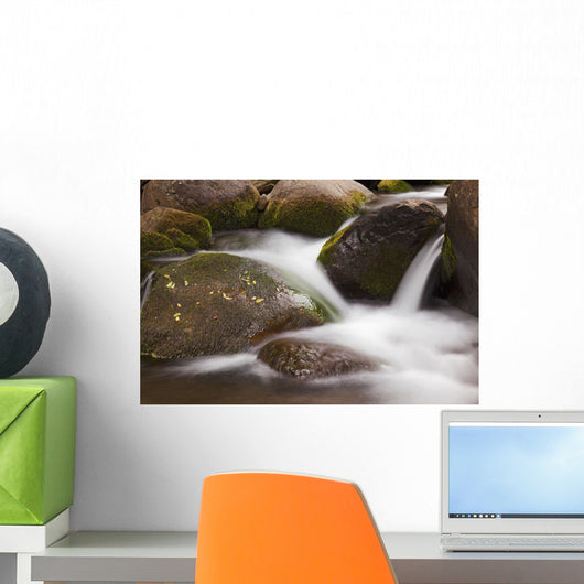 Hawaii, Maui, Iao River Valley, water in motion over rocks Wall Mural