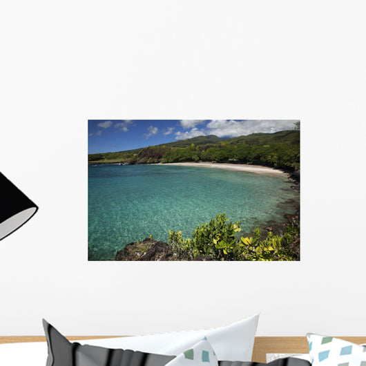 A sunny view of Hamoa Beach with clear ocean on a calm day Wall Mural