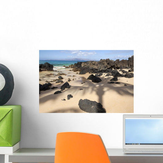 Hawaii, Maui, Makena, Beautiful clear ocean among lava rock Wall Mural