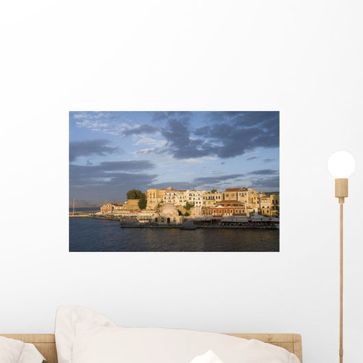 Greece, Crete, 16th Century Venetian Harbor at Sunset Wall Mural