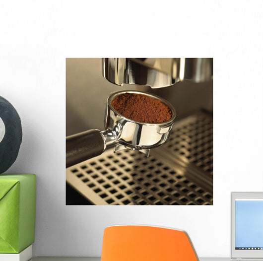 Close-Up Detail Of Espresso Maker And Coffee Wall Mural