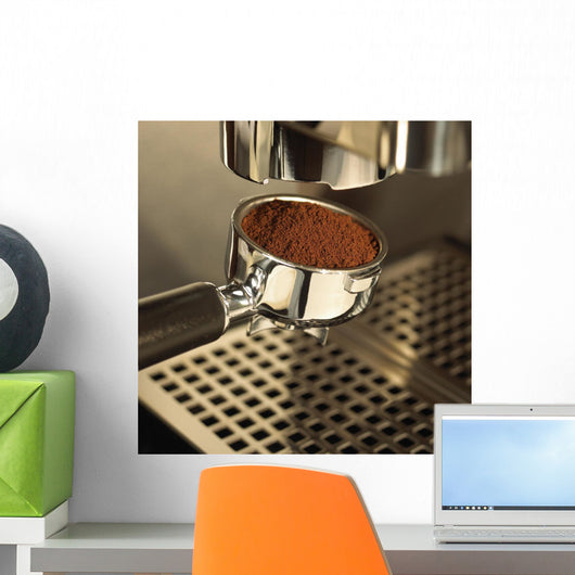 Close-Up Detail Of Espresso Maker And Coffee Wall Mural