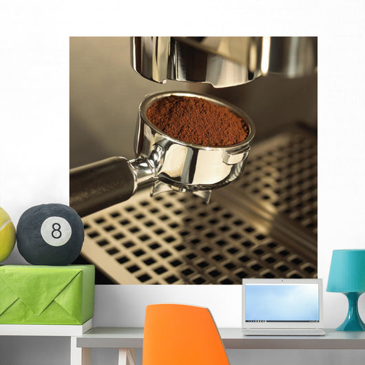 Close-Up Detail Of Espresso Maker And Coffee Wall Mural