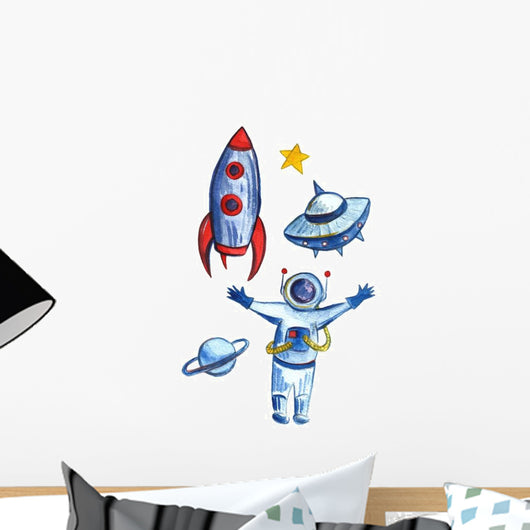 Watercolor Cosmos Outer Space Wall Decal Sticker Set