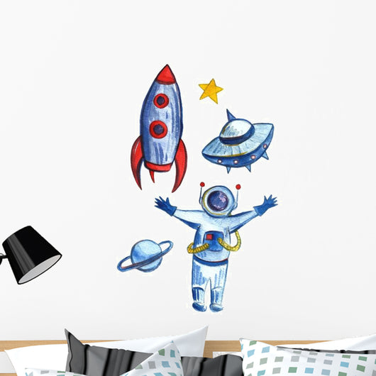 Watercolor Cosmos Outer Space Wall Decal Sticker Set