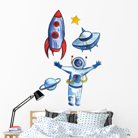 Watercolor Cosmos Outer Space Wall Decal Sticker Set