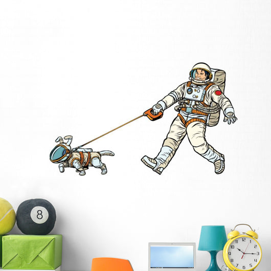 Astronauts Man and Dog Wall Decal
