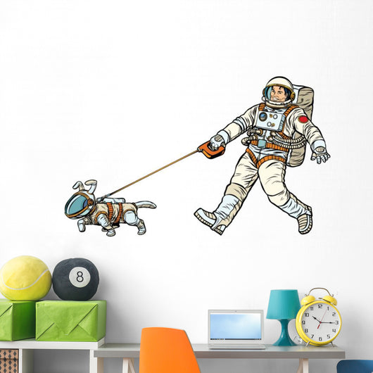 Astronauts Man and Dog Wall Decal