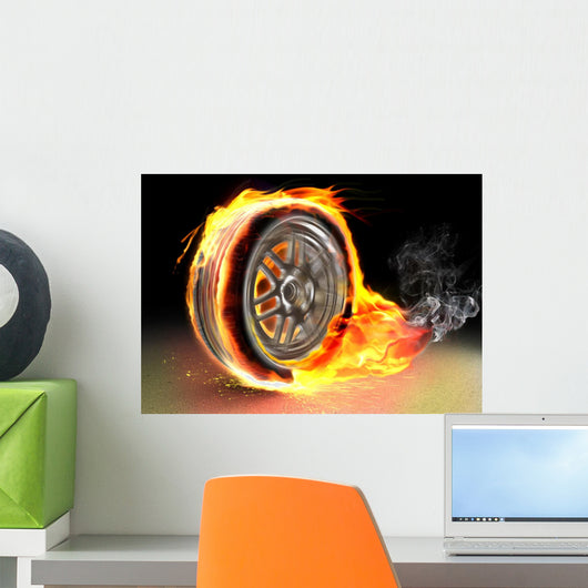 Burning Wheel Wall Mural