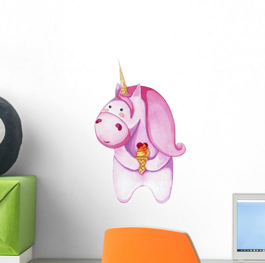 Chubby Pink Icecreme Unicorn Wall Decal
