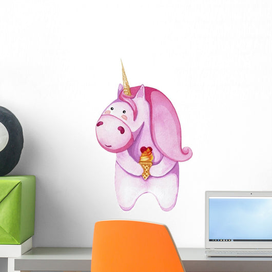 Chubby Pink Icecreme Unicorn Wall Decal