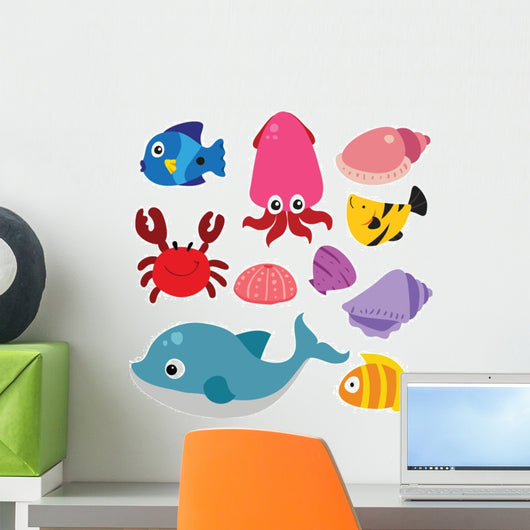 Marine Life Vector Collection Wall Decal Sticker Set